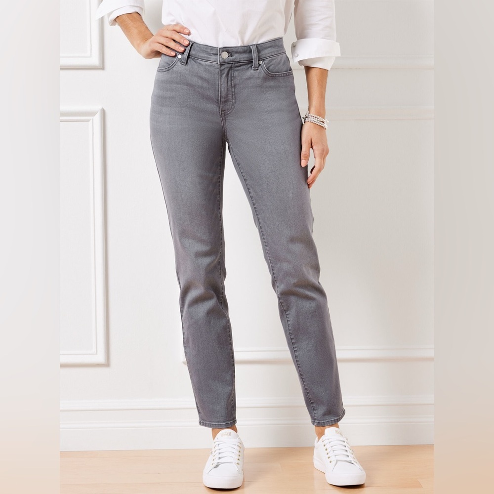 NEW Talbots Flawless Slim Ankle Size 8 Gray Jeans Cotton-Polyester-Rayon-Spandex